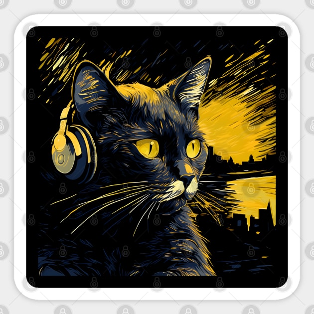 Cool Music lover cat Sticker by VisionDesigner